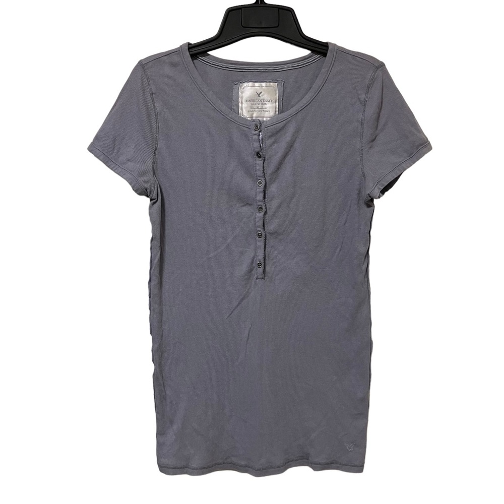 American Eagle Ribbed Top with Quarter Buttons